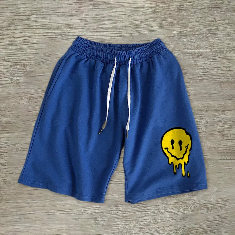 Personalized casual smiley print shorts