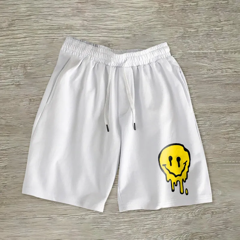 Personalized casual smiley print shorts