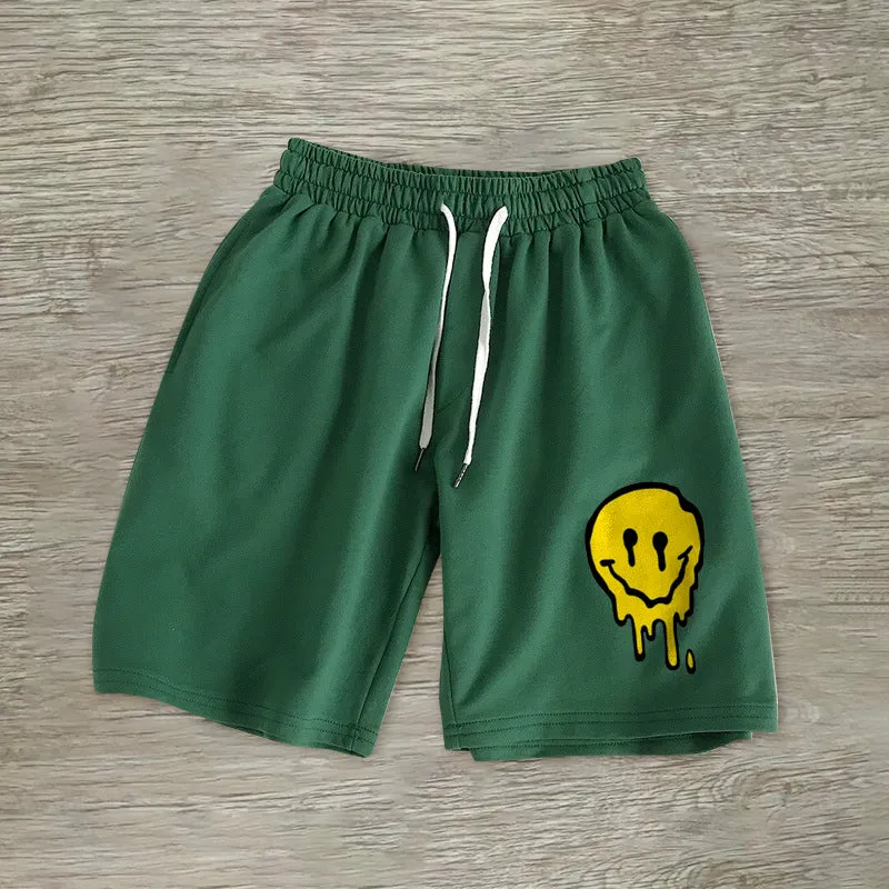 Personalized casual smiley print shorts