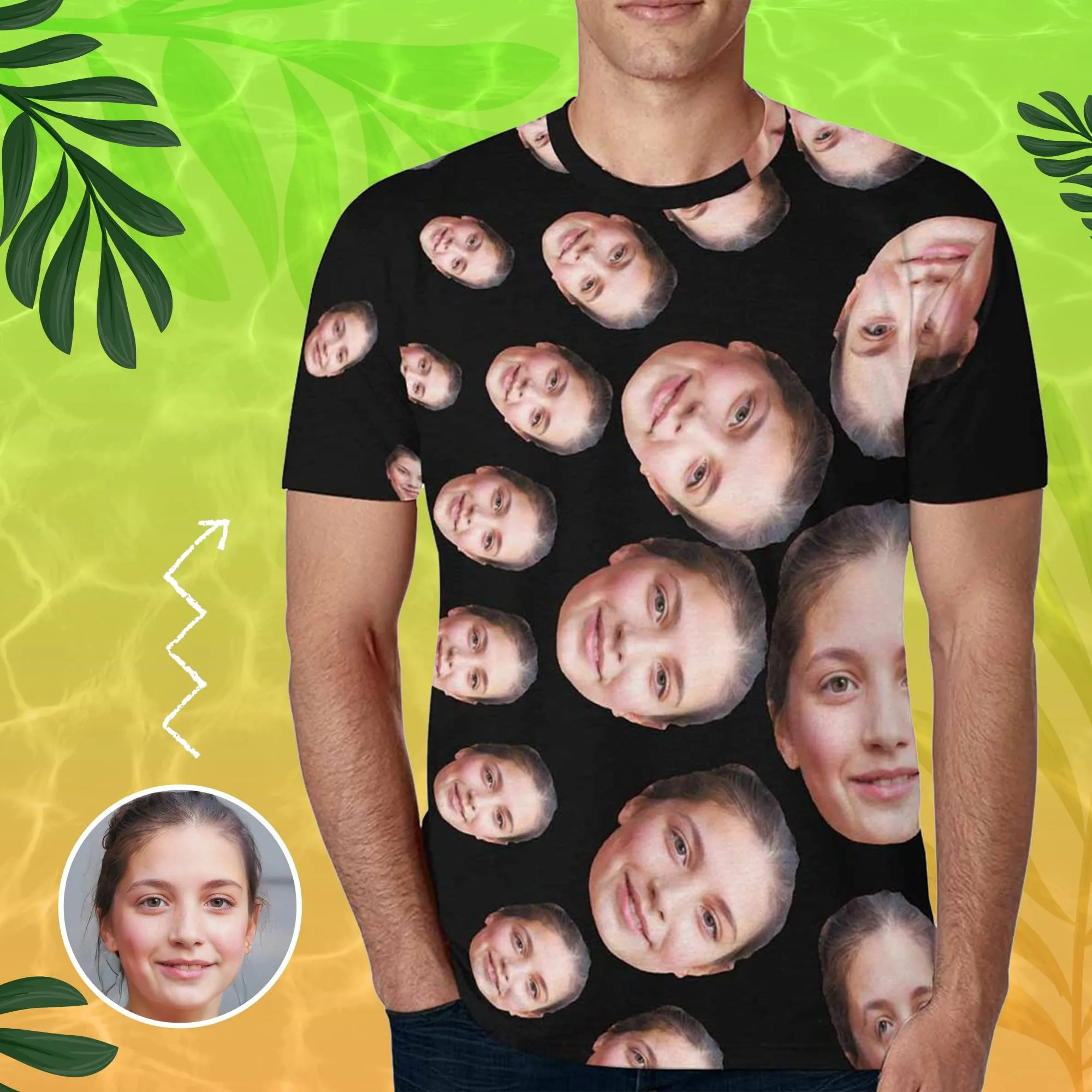 Personalized Girlfriend Face Shirts Custom Men's All Over Print T-shirt with Photo for Him
