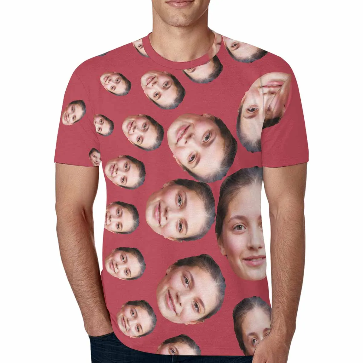 Personalized Girlfriend Face Shirts Custom Men's All Over Print T-shirt with Photo for Him