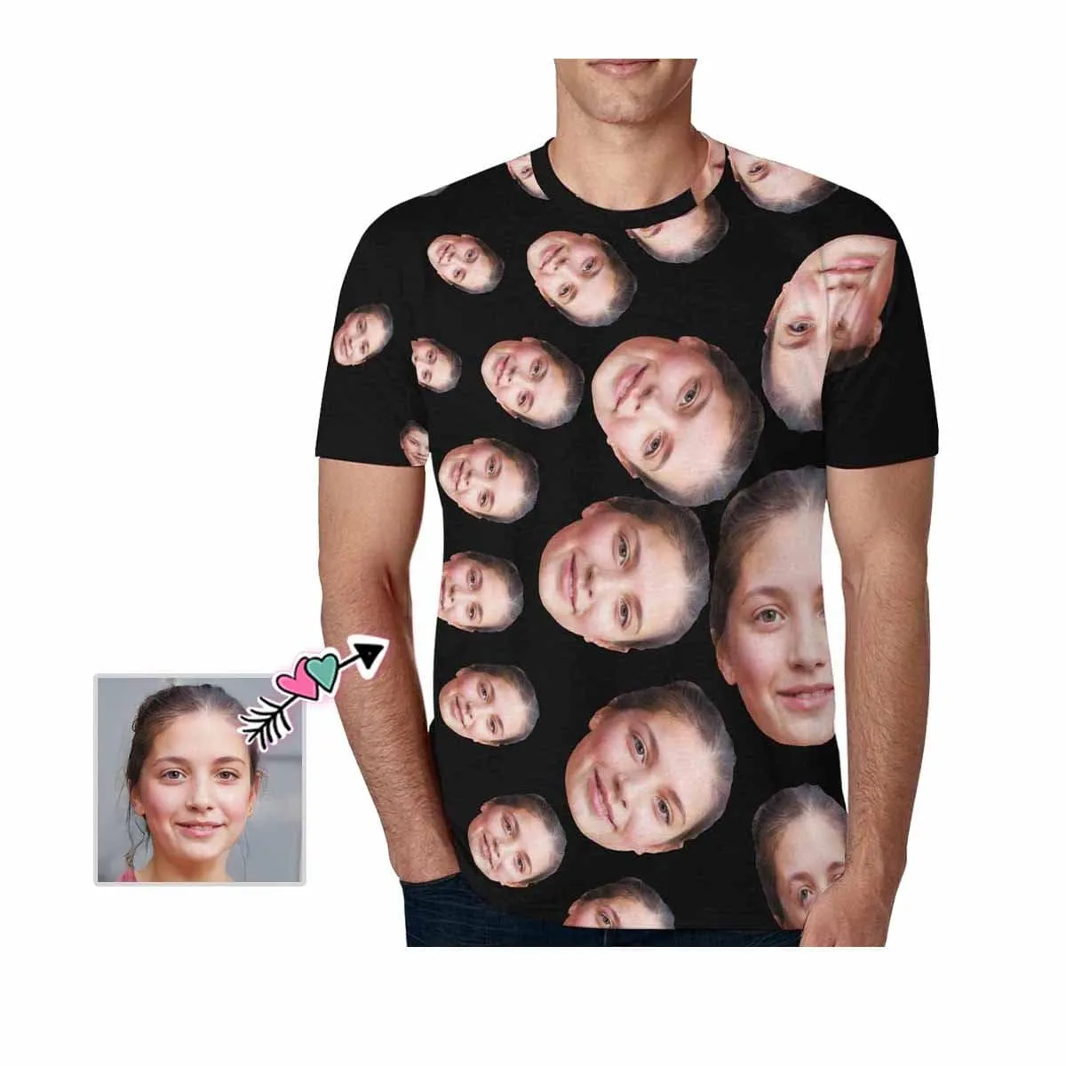 Personalized Girlfriend Face Shirts Custom Men's All Over Print T-shirt with Photo for Him
