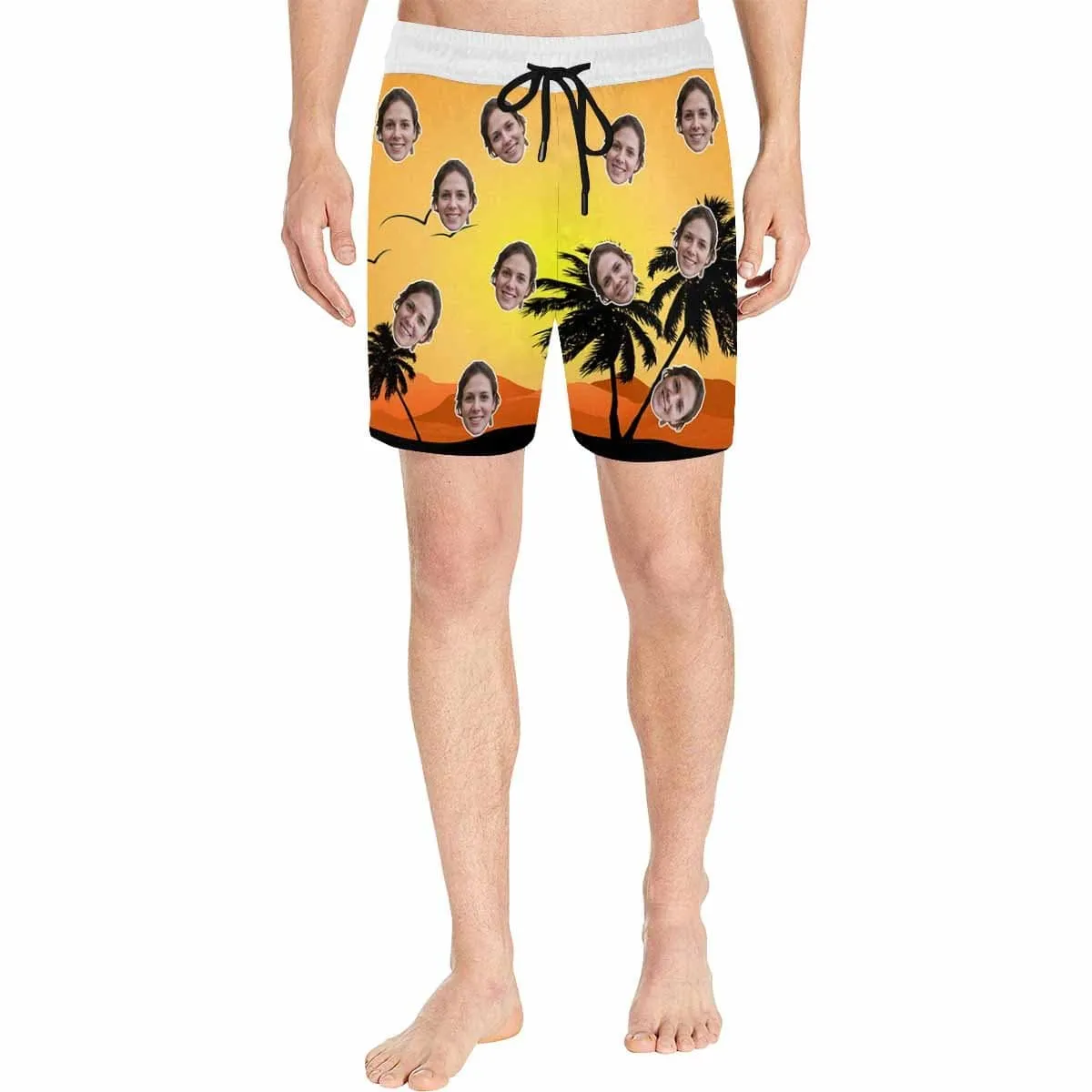 Personalized Swimming Trunks Custom Face Dusk Men's Quick Dry Swim Shorts for Happy Holiday