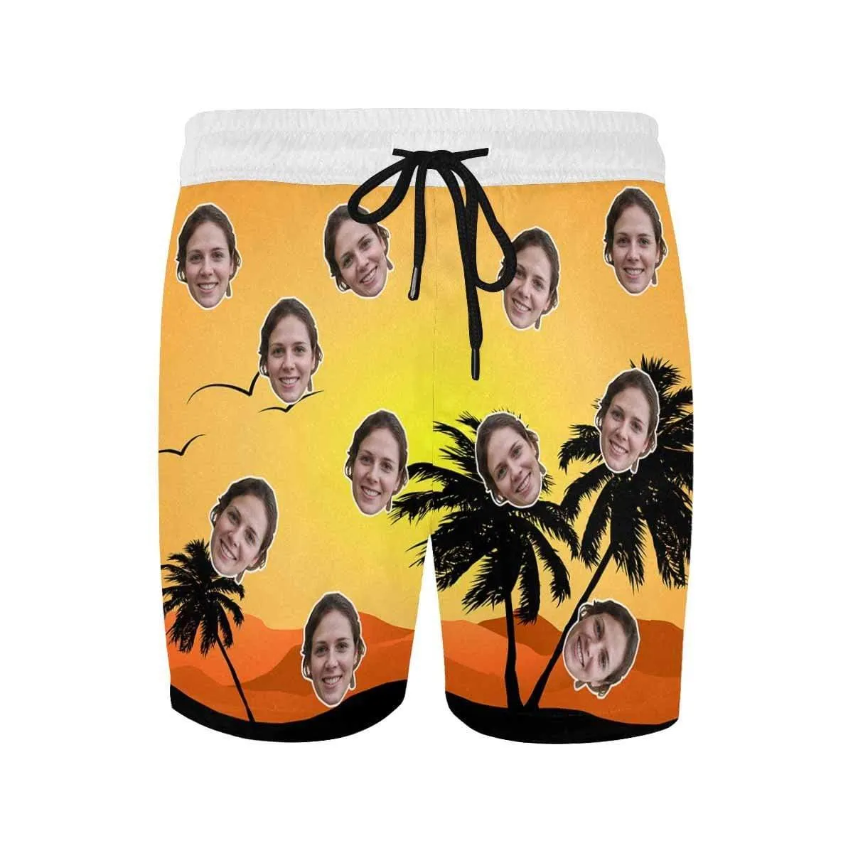 Personalized Swimming Trunks Custom Face Dusk Men's Quick Dry Swim Shorts for Happy Holiday