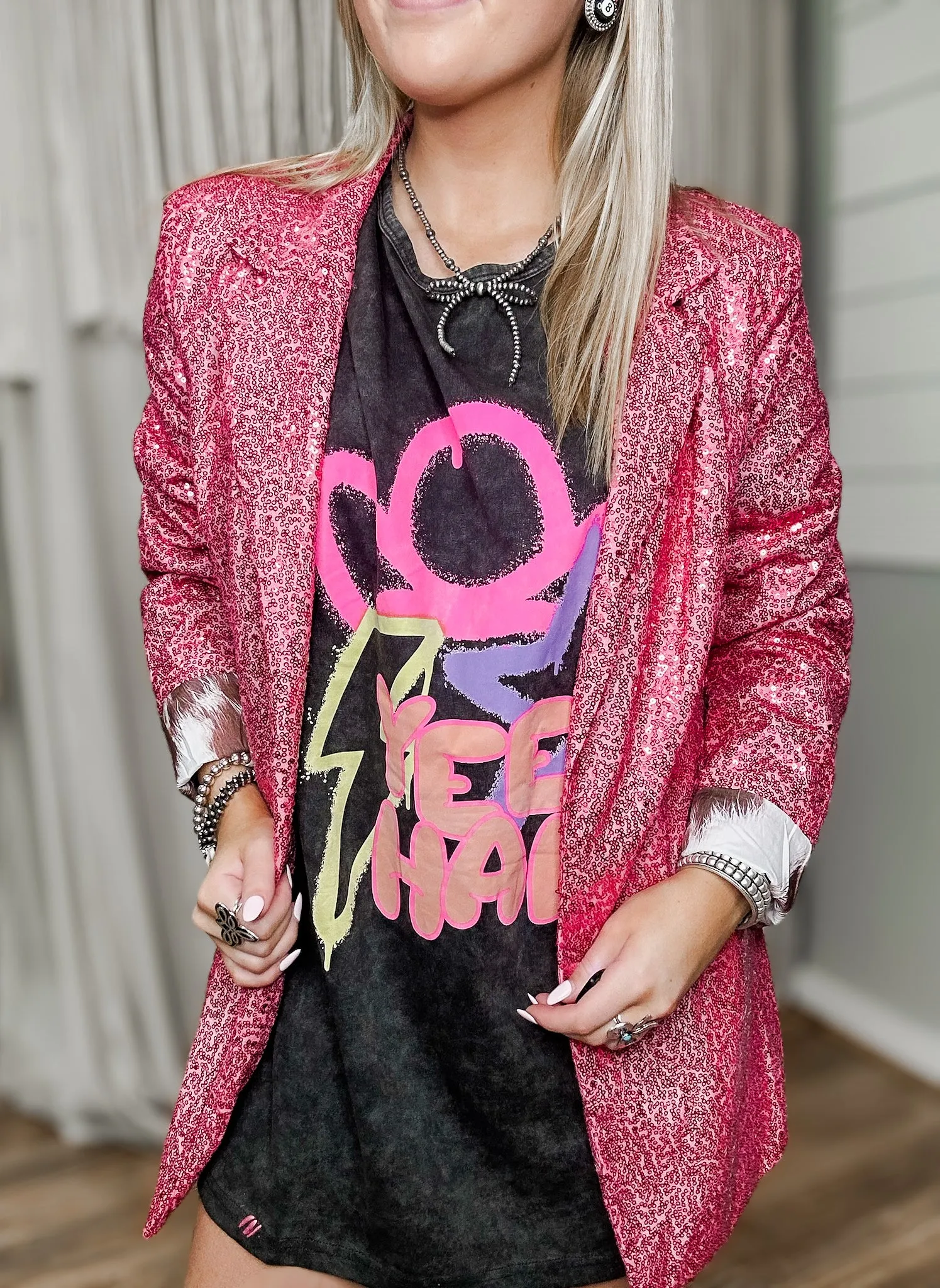 Pink Kadence Sequin Blazer