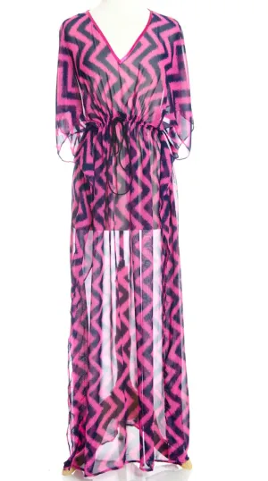 Pink ZigZig Kimono Maxi