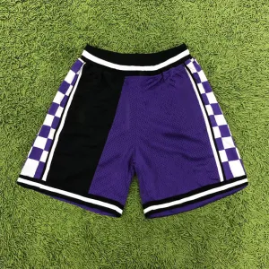 Plaid stitching sports casual shorts