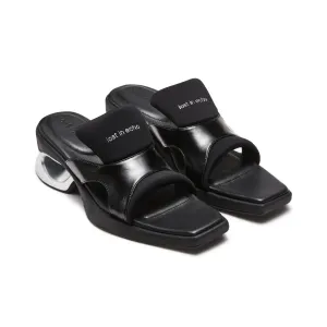 Pointed Square Toe Sports Sandals in Black