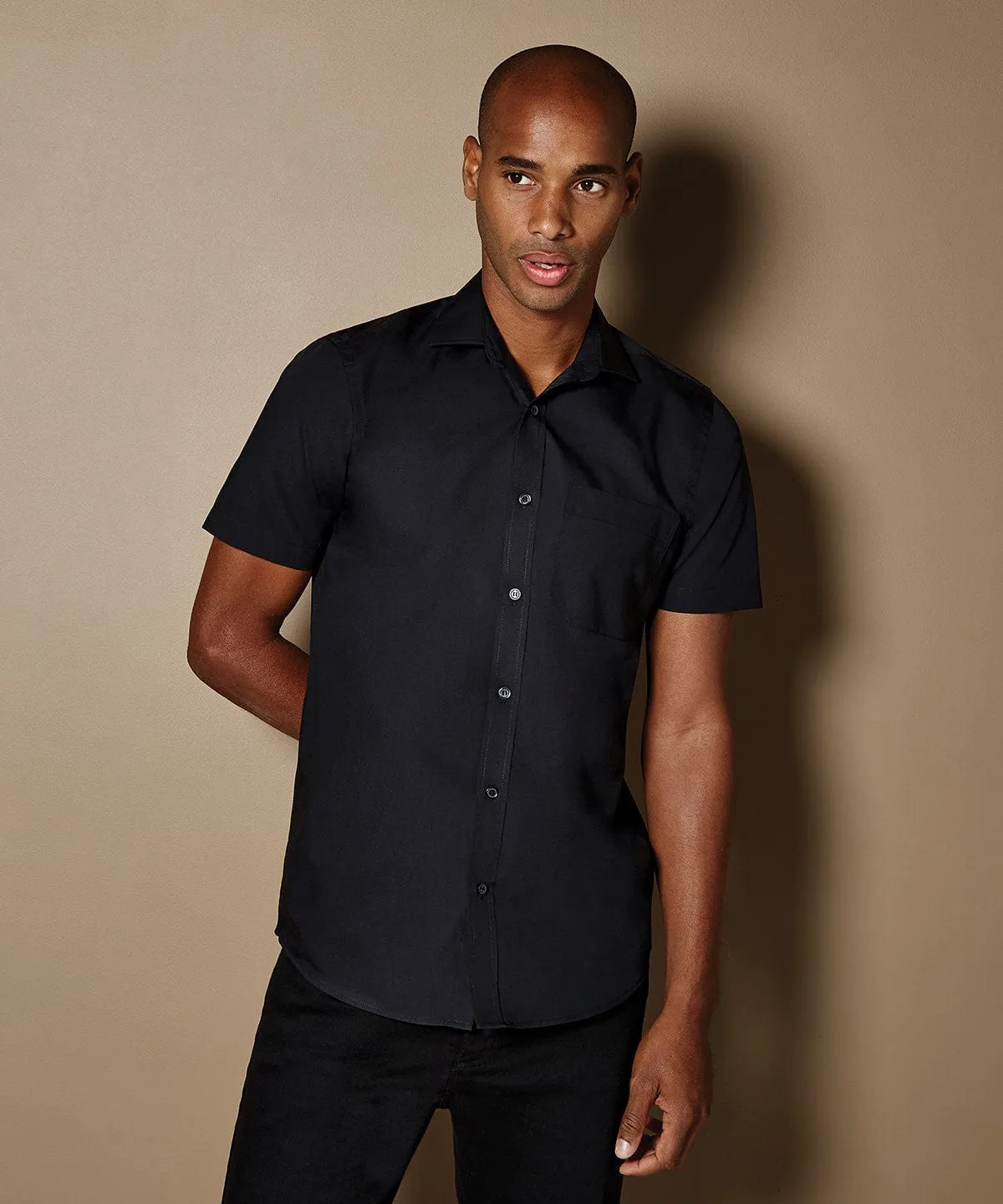 Poplin shirt short-sleeved (tailored fit) | Graphite