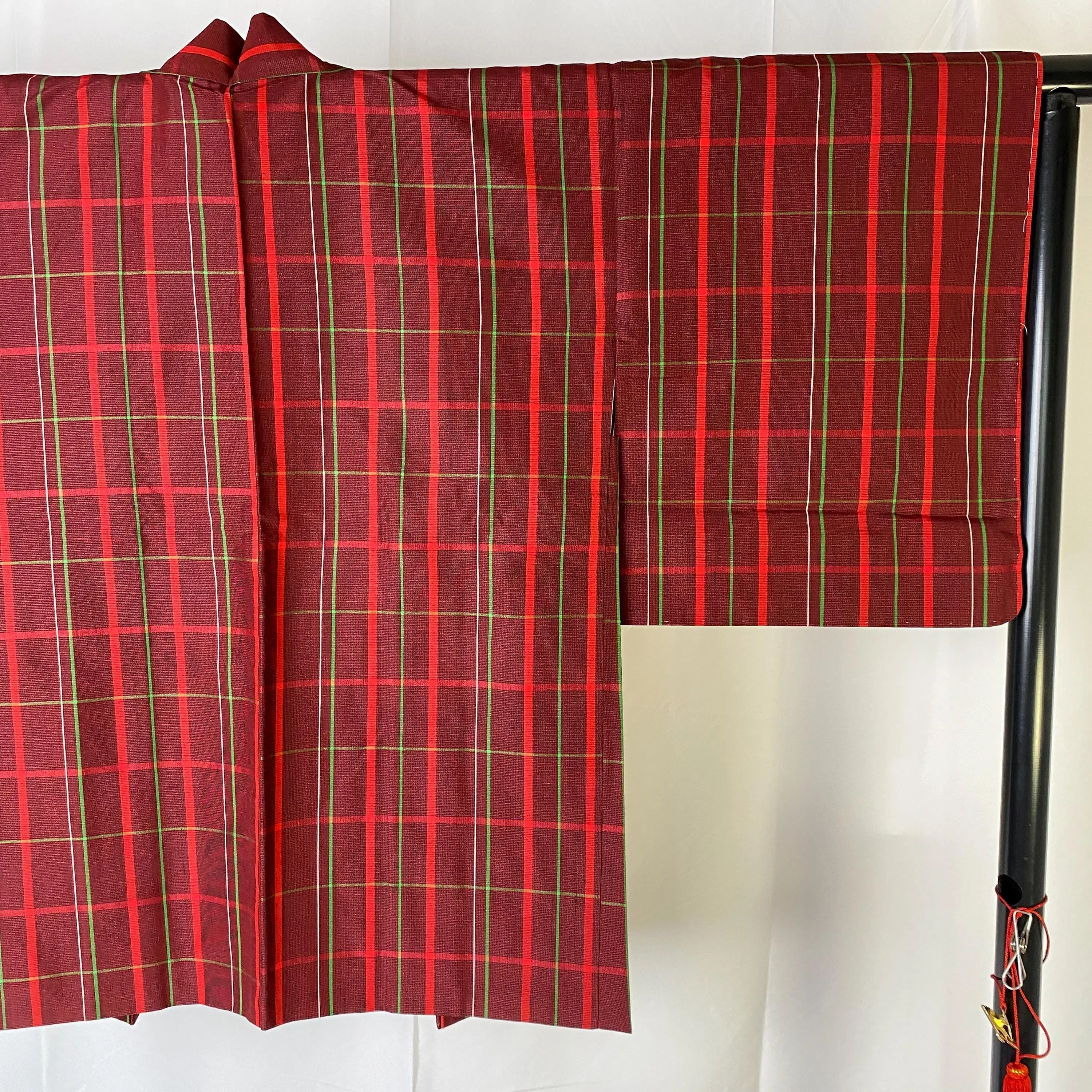 Red Checkered Haori, Japanse Kimono, Wool,  Women's Jacket, Cardigan, Casual Layer, Versatile top, Housewear, Stylish, Kimono-F