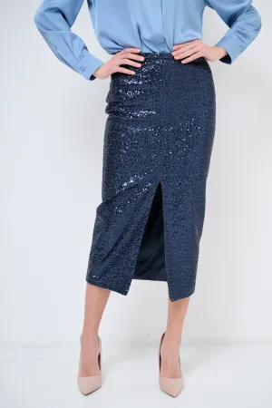 Sequin pencil skirt with front slit wholesale