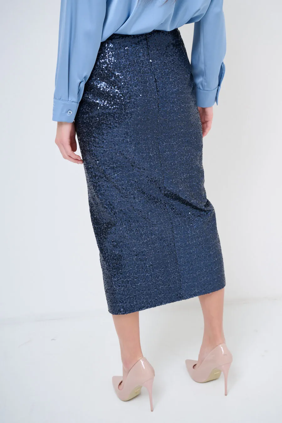 Sequin pencil skirt with front slit wholesale