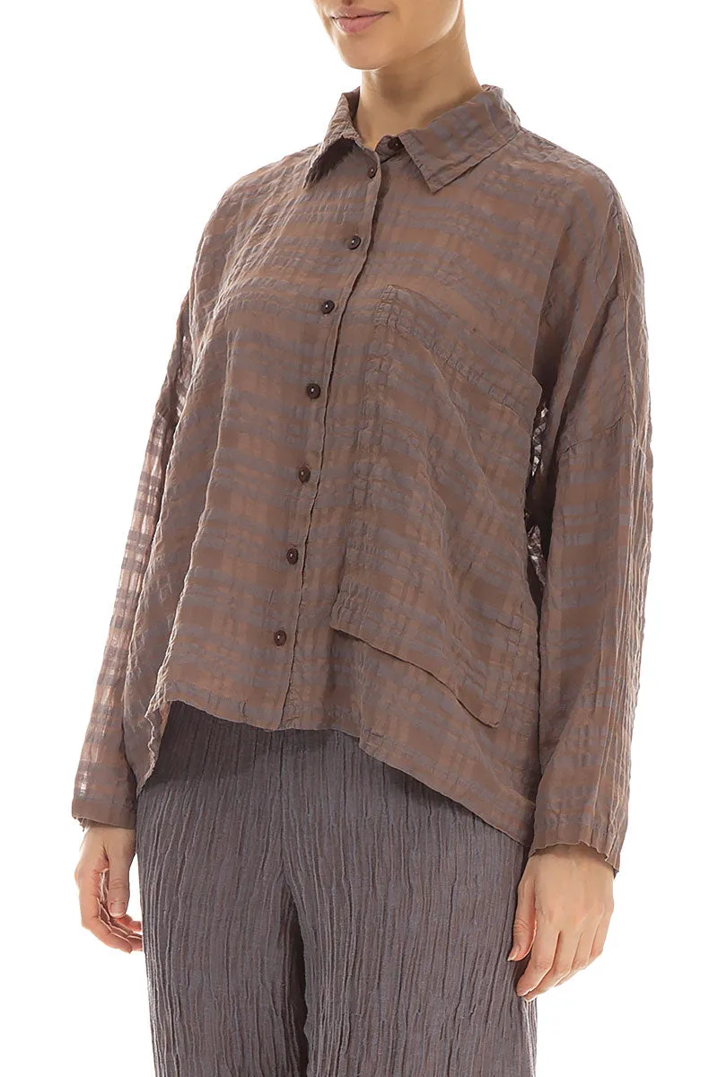 Side Pocket Truffle Checkered Silk Cotton Jacket Shirt