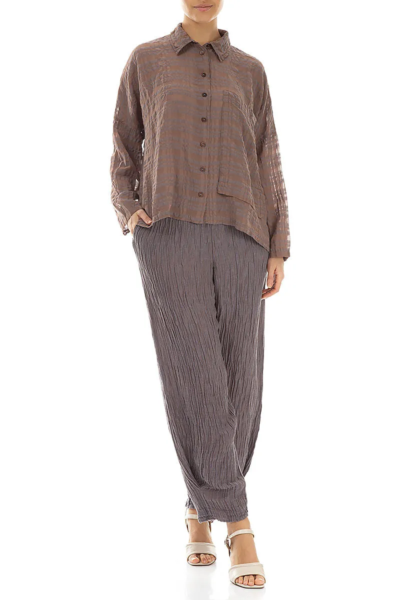 Side Pocket Truffle Checkered Silk Cotton Jacket Shirt