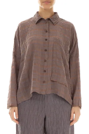 Side Pocket Truffle Checkered Silk Cotton Jacket Shirt