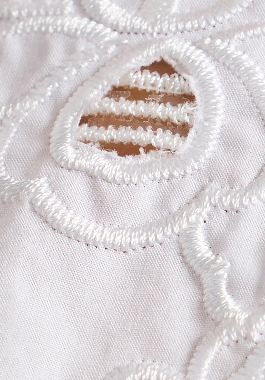 Sorcha Women's Short-Sleeve Cropped Shirt with Embroidered Floral Details, White - WT0158P