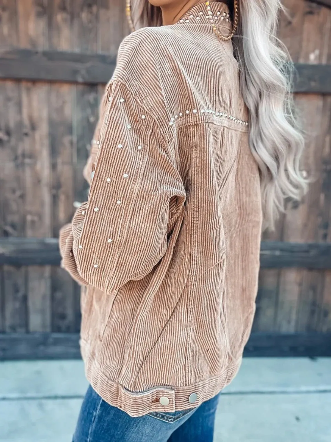 Stella Studded Collared Neck Button Down Jacket