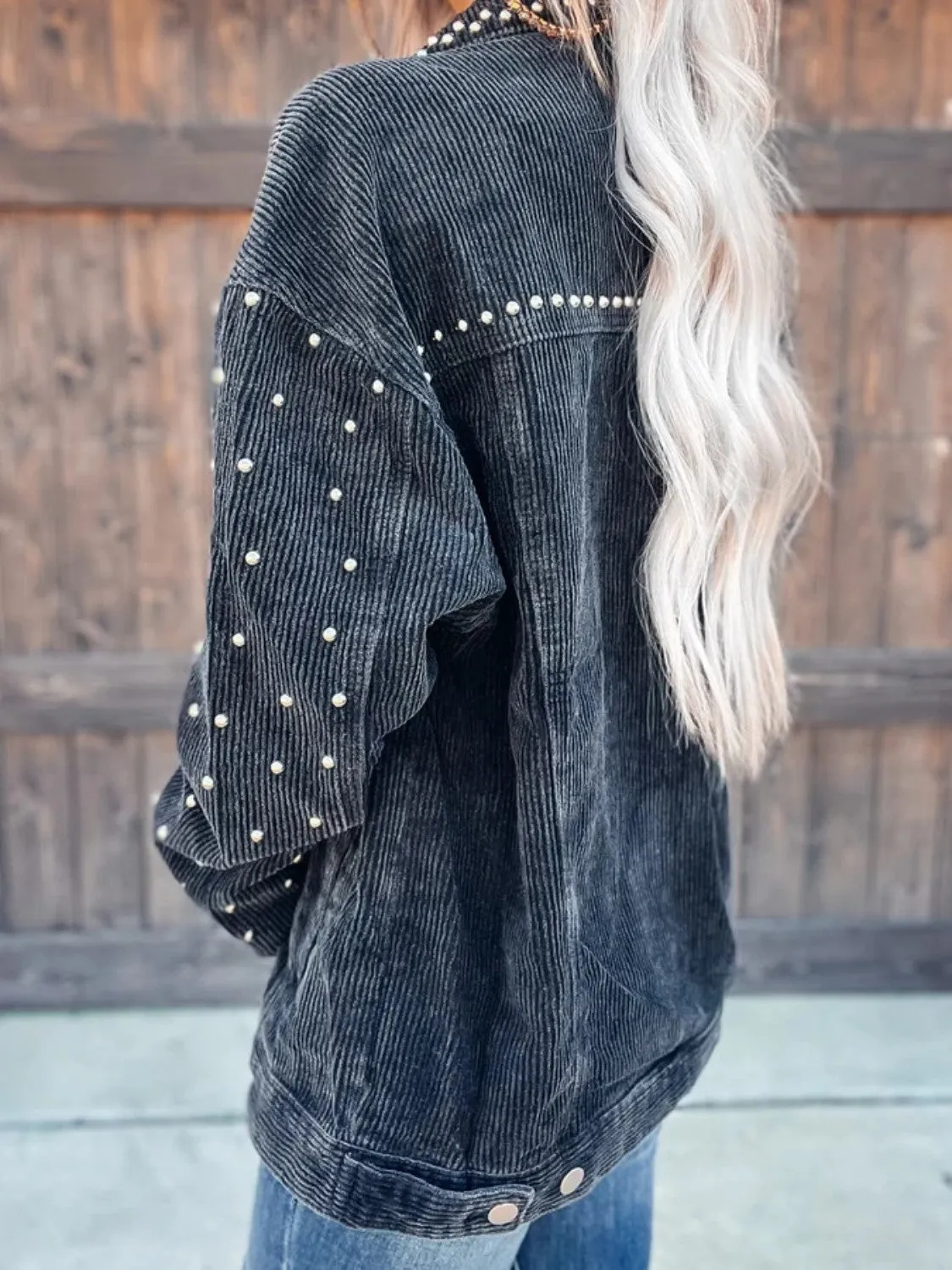 Stella Studded Collared Neck Button Down Jacket