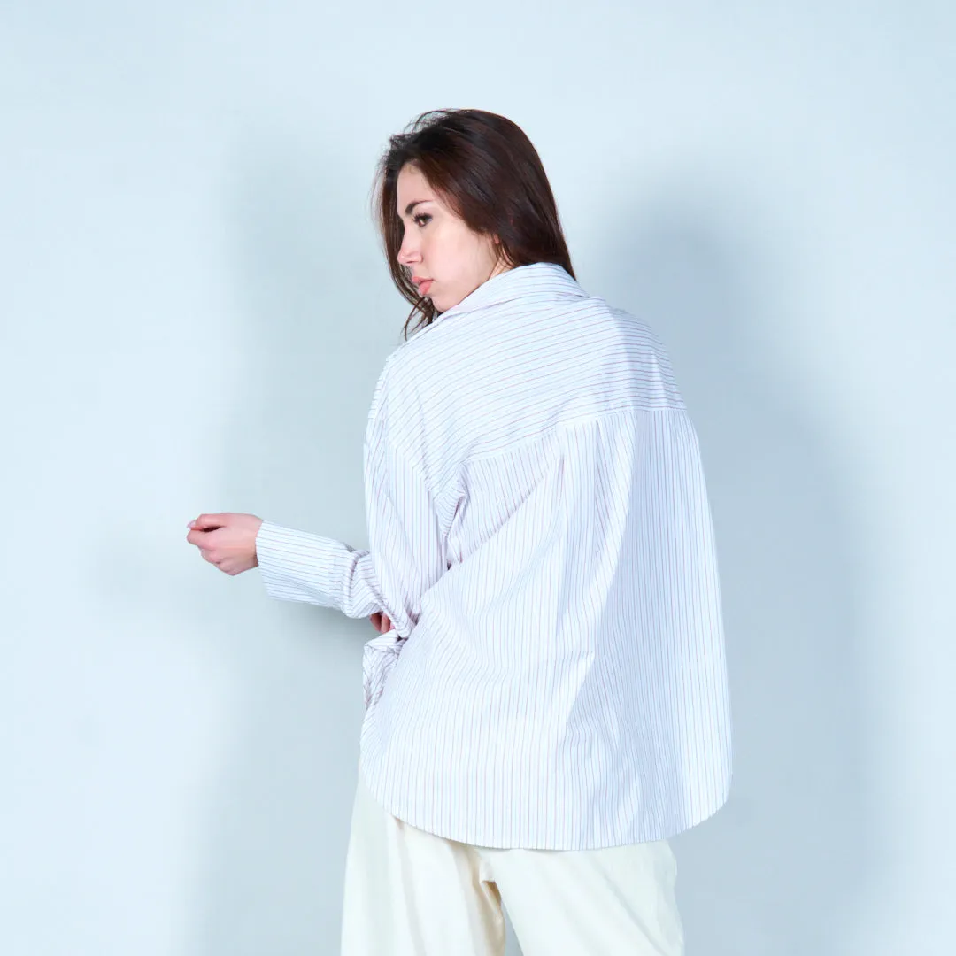 Striped button-up shirt with pocket wholesale