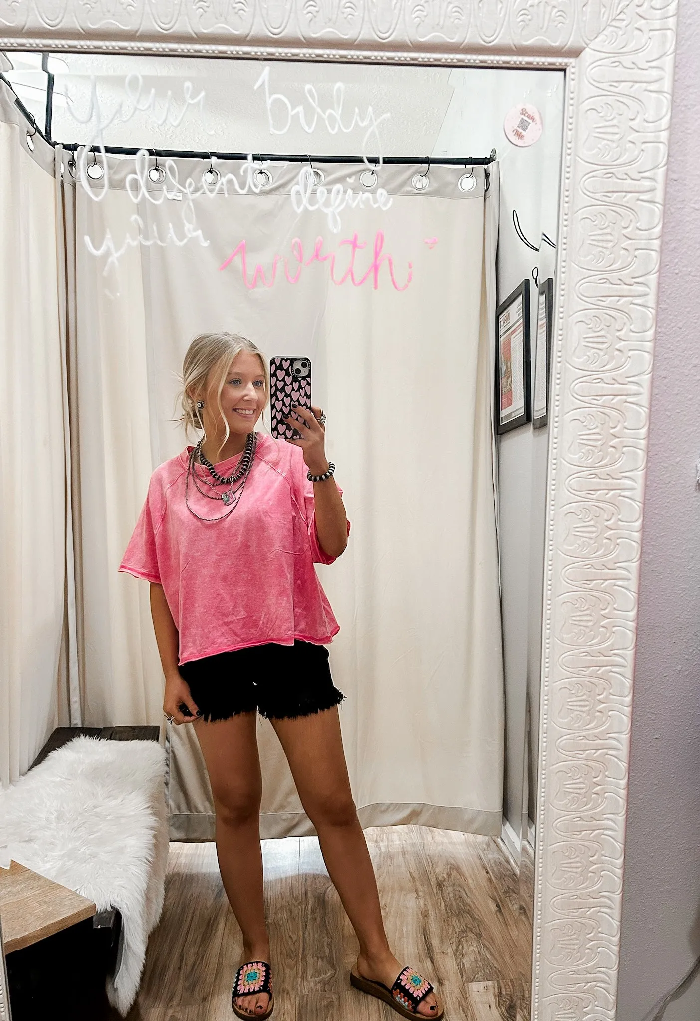 Tina Fuchsia Oversized Acid Wash Crop Tee