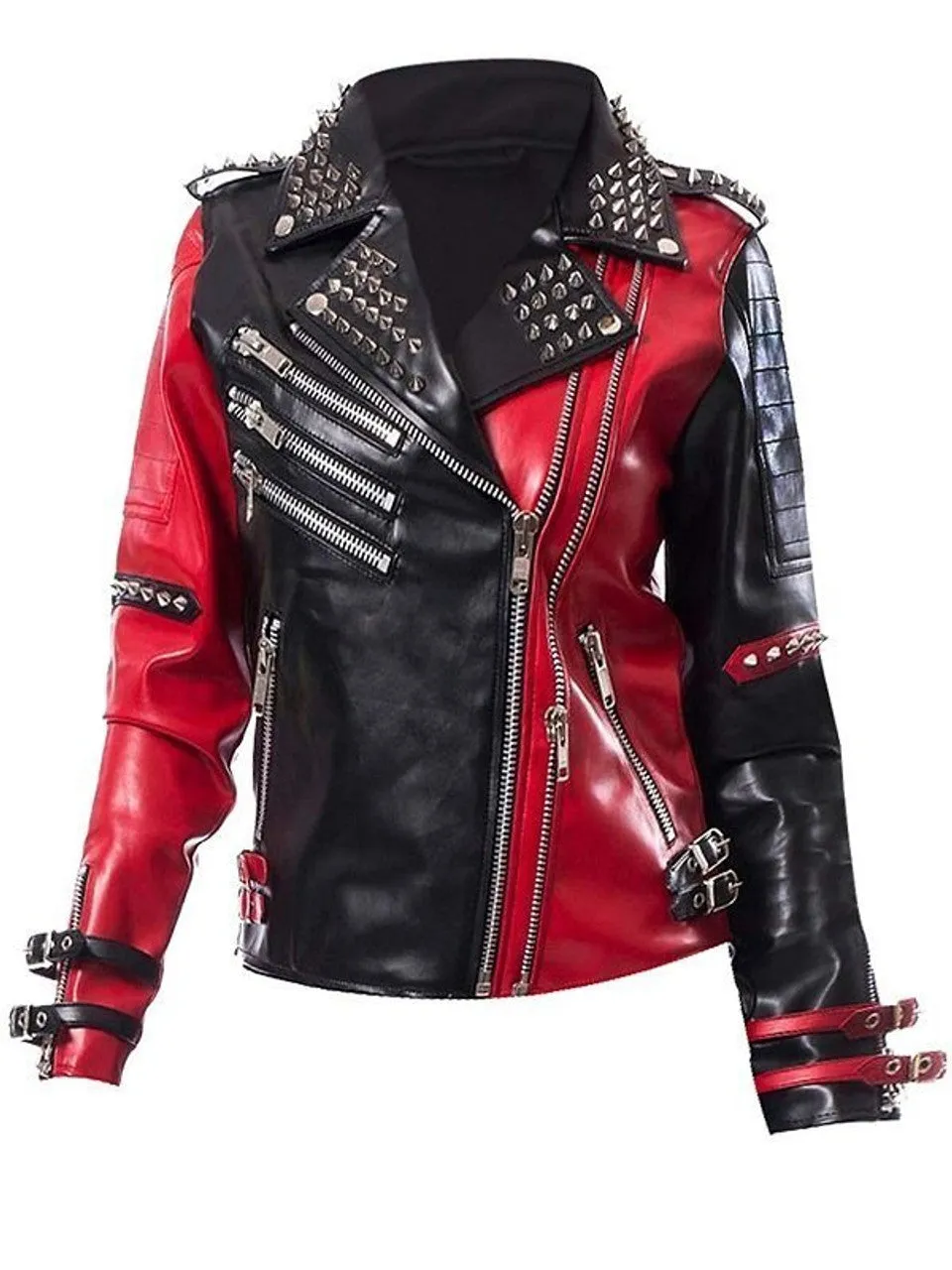 Toni Rossall Studded Red Black Jacket