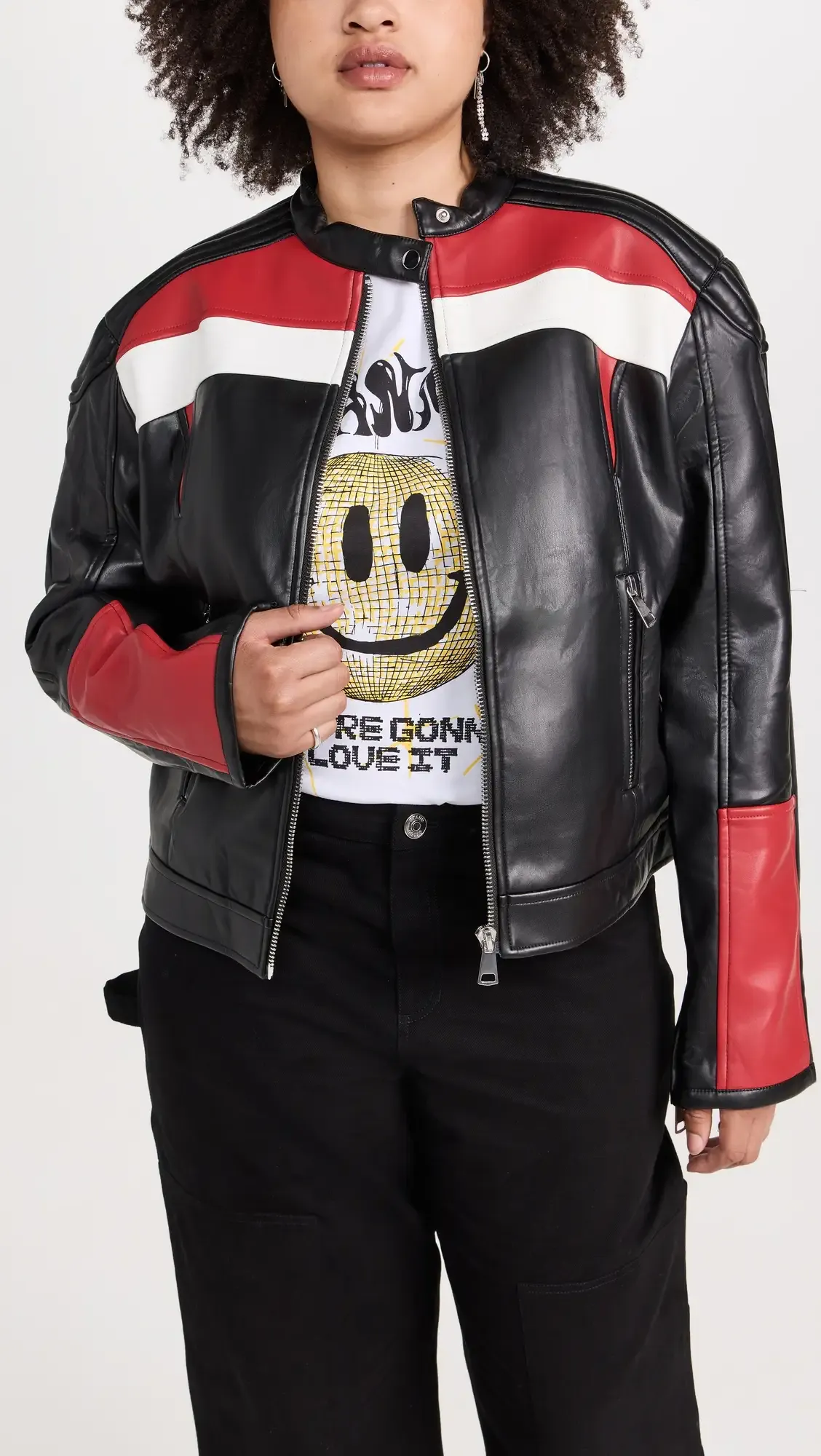 Top Model Faux Leather Biker Jacket by TJS