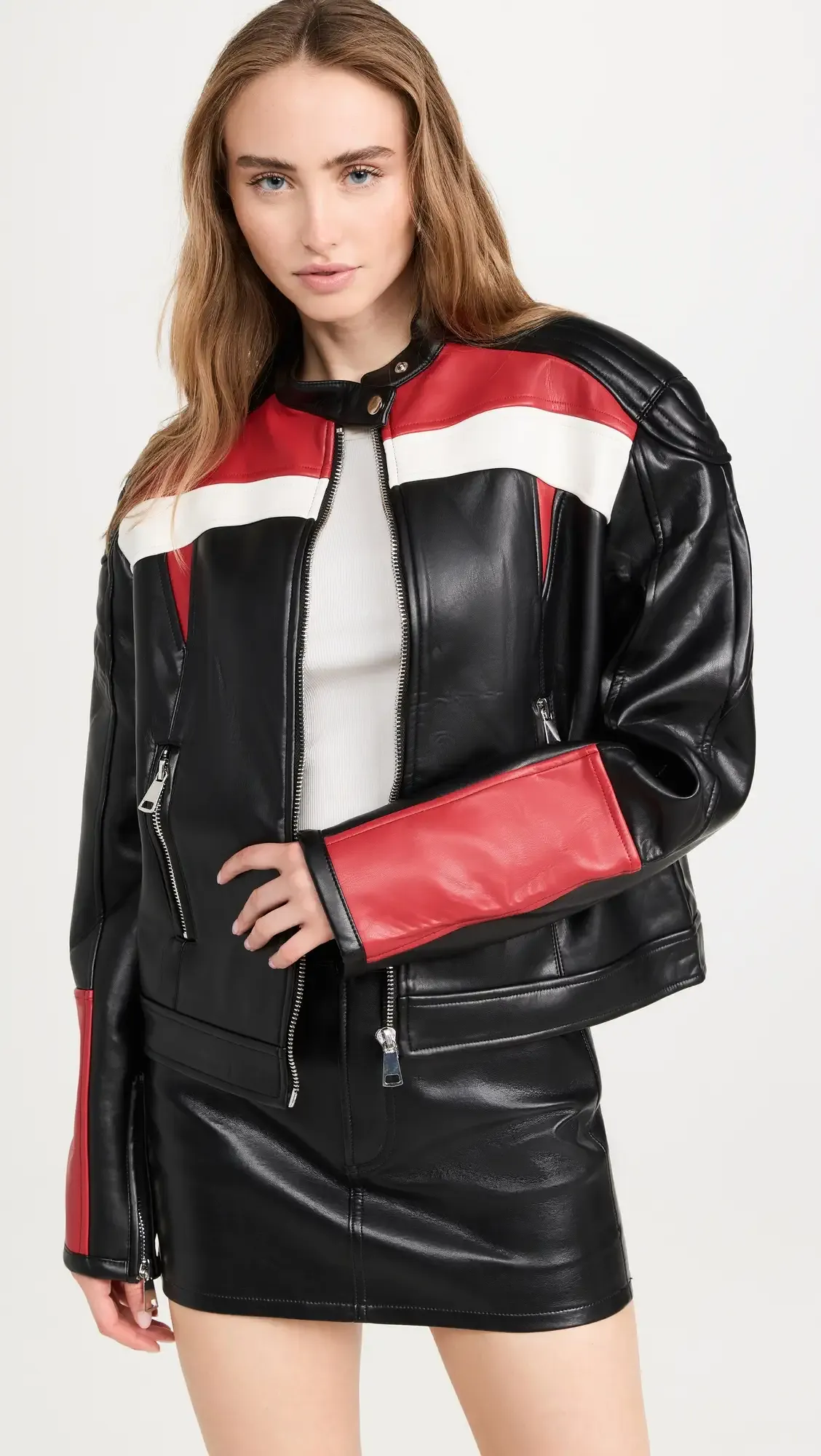 Top Model Faux Leather Biker Jacket by TJS