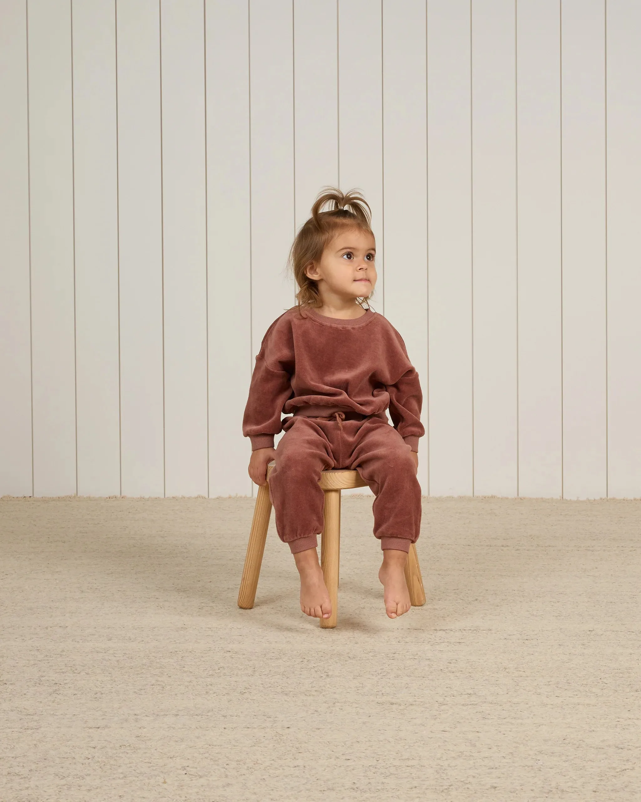 Velour Relaxed Sweatshirt | Cranberry