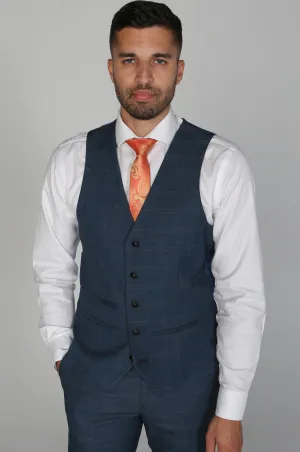 Viceroy - Mens Navy Check Waistcoat