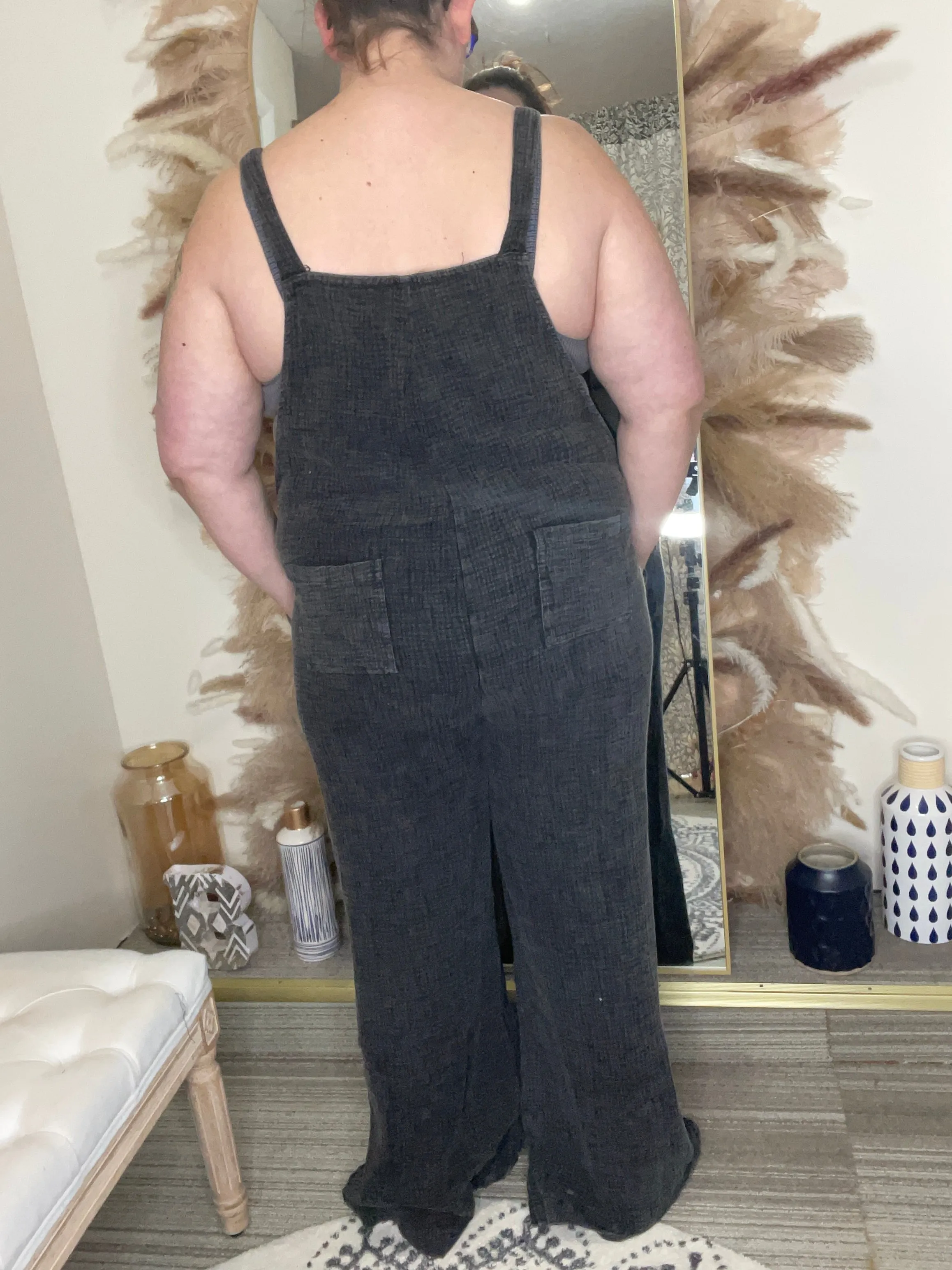 Washed henley overalls - Black