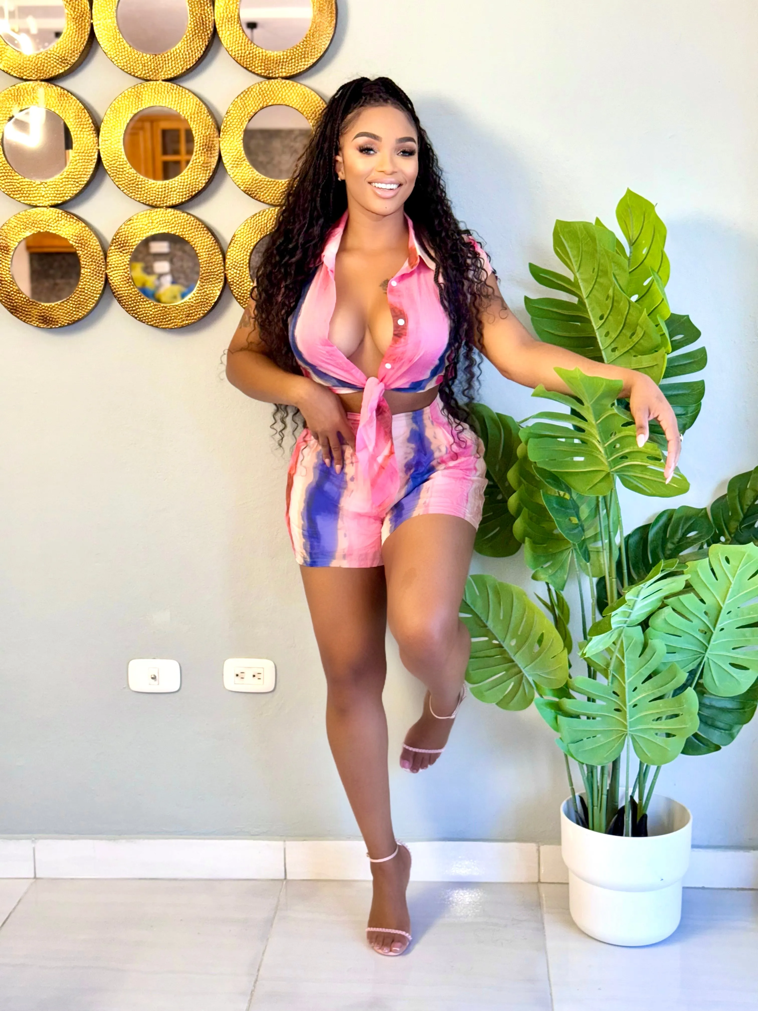 Watercolor Shorts Set (Pink Multi)