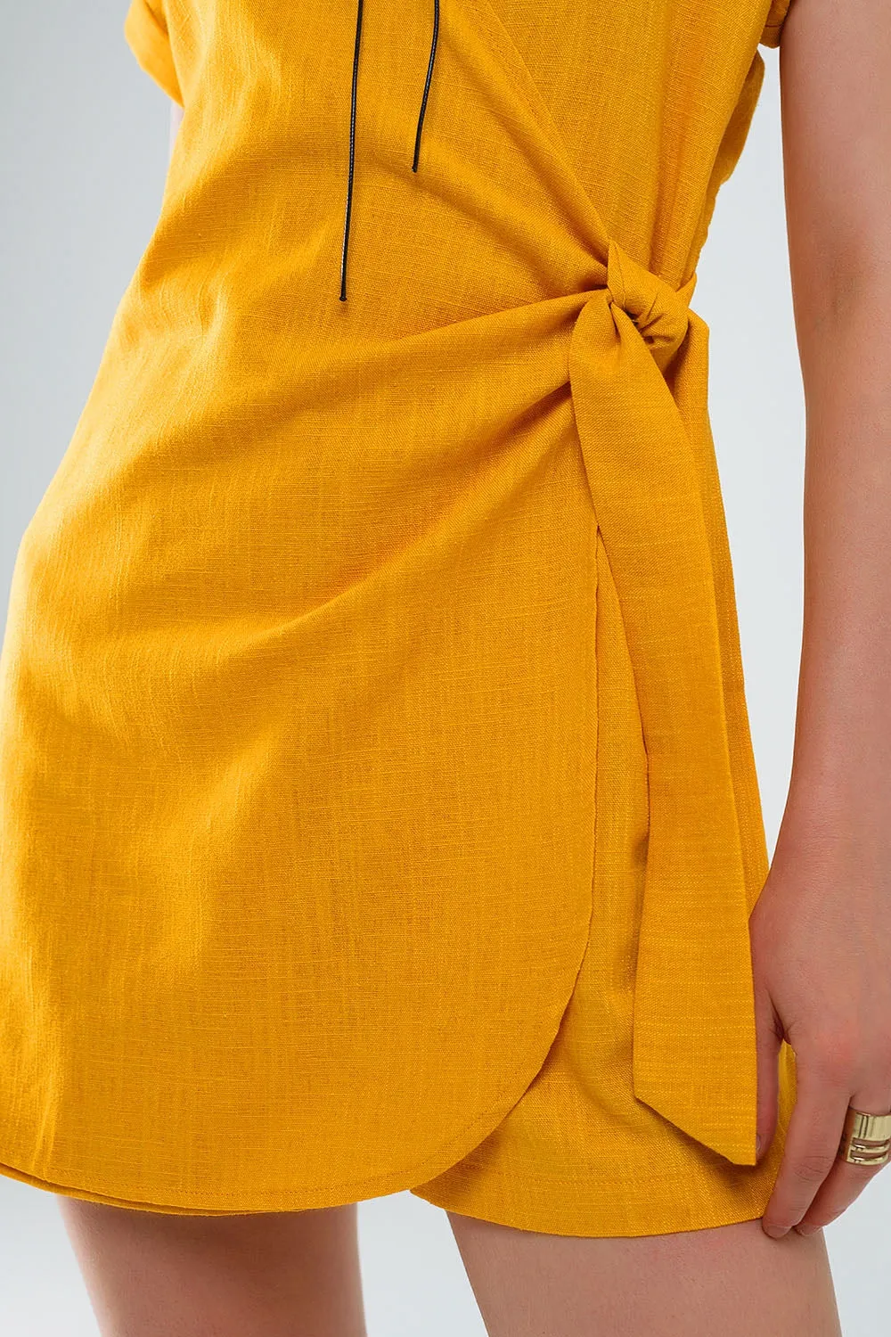Yellow playsuit with Tie Closing at the Side