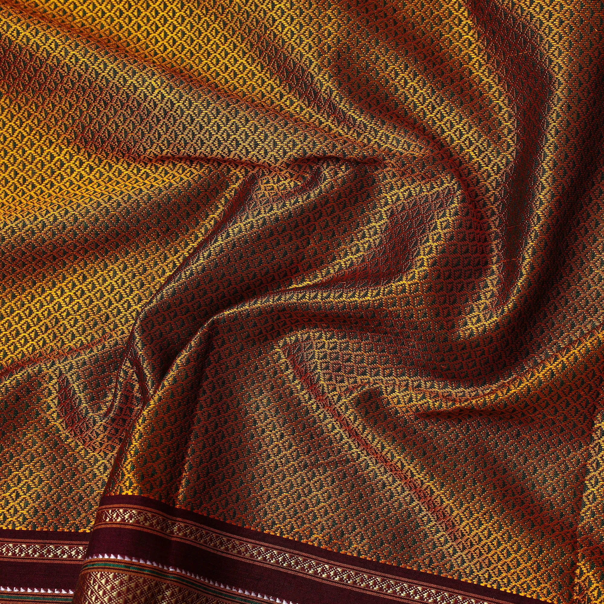 Yellow - Traditional Khun Weave Cotton Fabric 10
