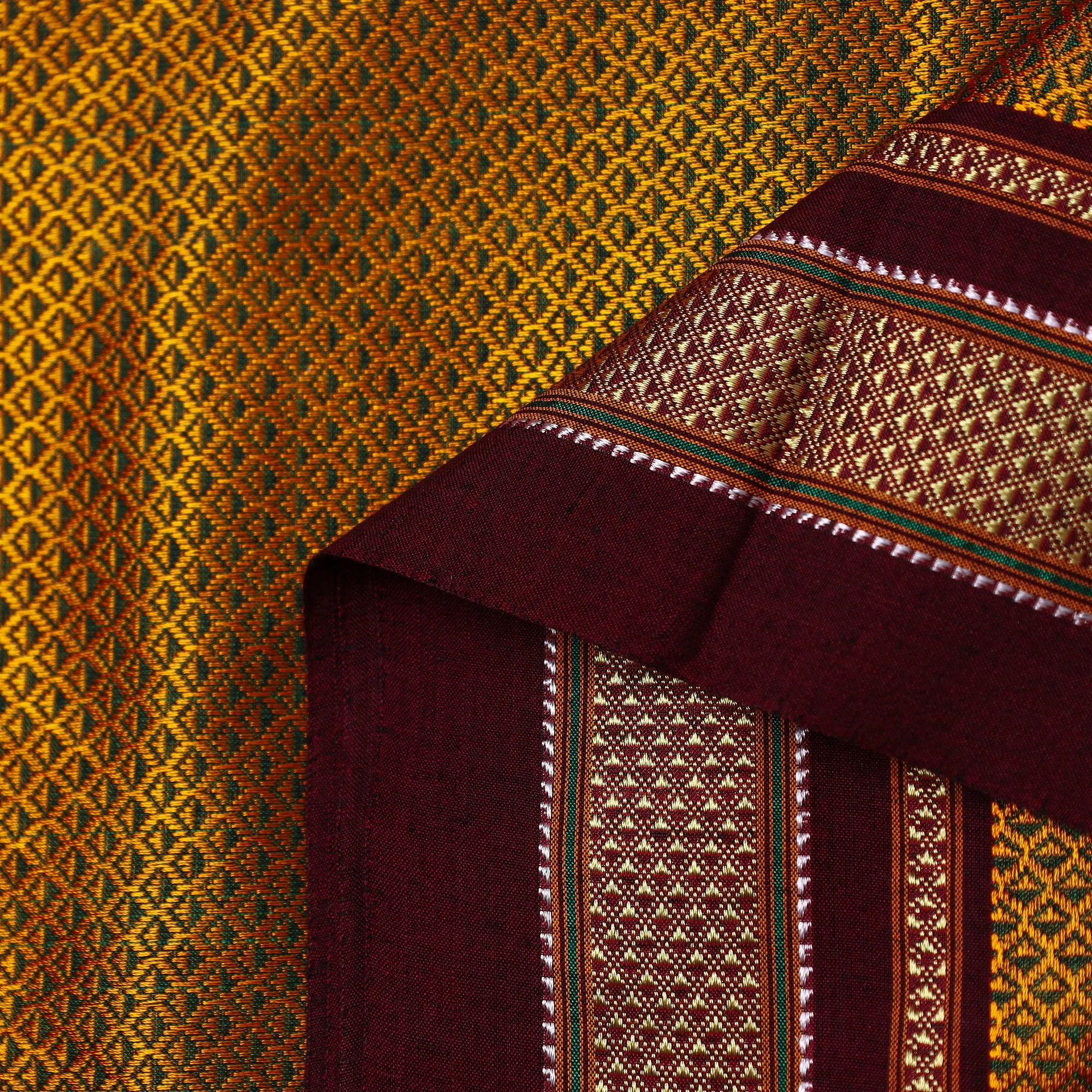 Yellow - Traditional Khun Weave Cotton Fabric 10