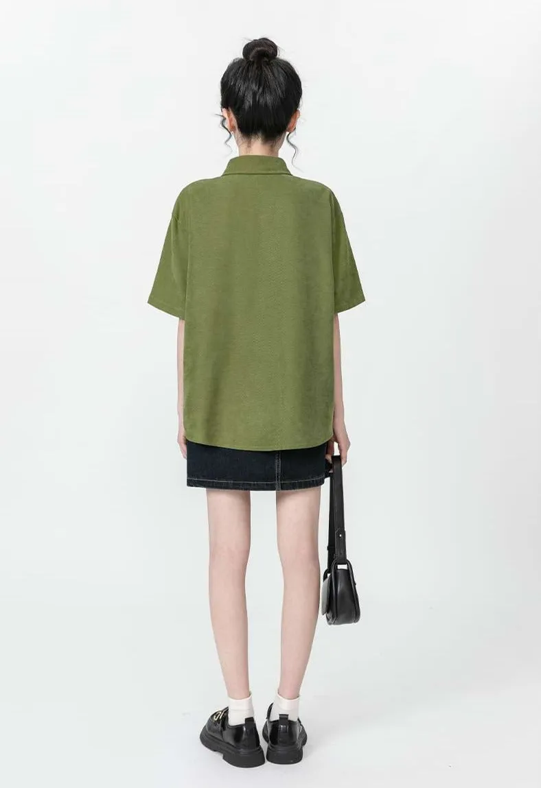 Zigzag Button Collared Top
